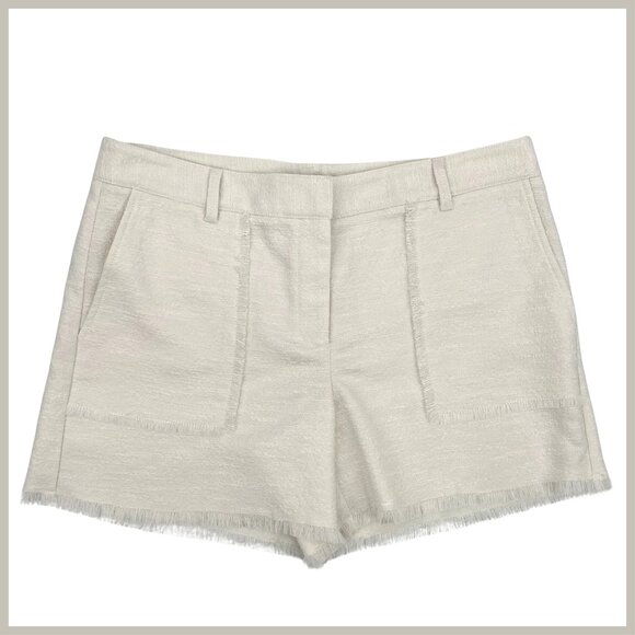 Size 12 NWT - Ann Taylor Off-White Fringed Tweed-Like Shorts - Picture 1 of 11